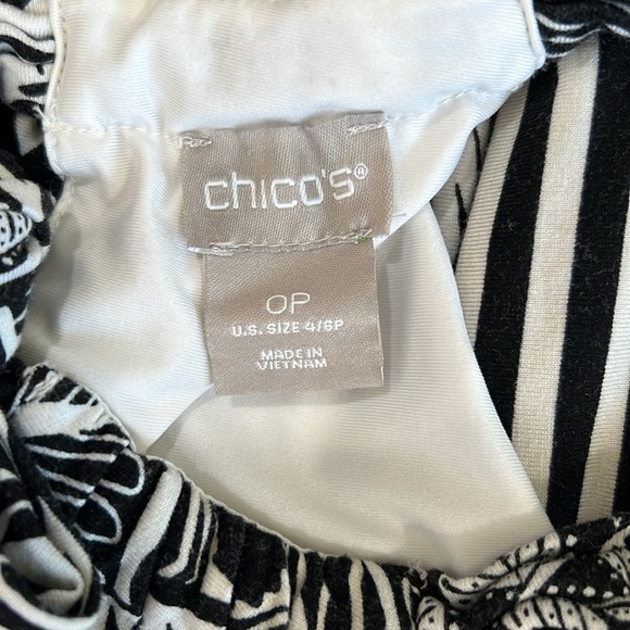 Chicos Tropical Print Flattering Stripes Halter Keyhole Tie Neck Maxi Dress 0P - Picture 15 of 15